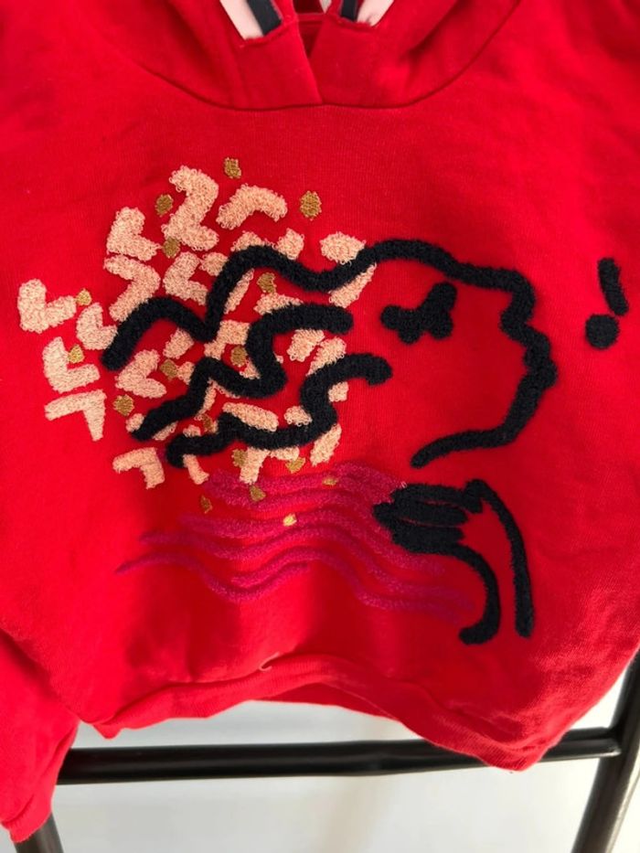 Sweat rouge à capuche / catimini - 4 ans - photo numéro 2