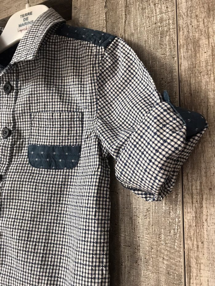 Chemise à carreaux bleus garçon 18 mois - photo numéro 4