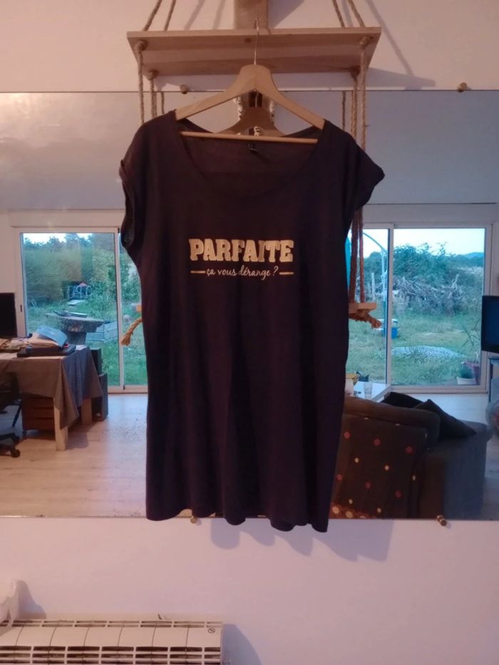 Chemise de nuit femme L bleu marine message c64 - photo numéro 5