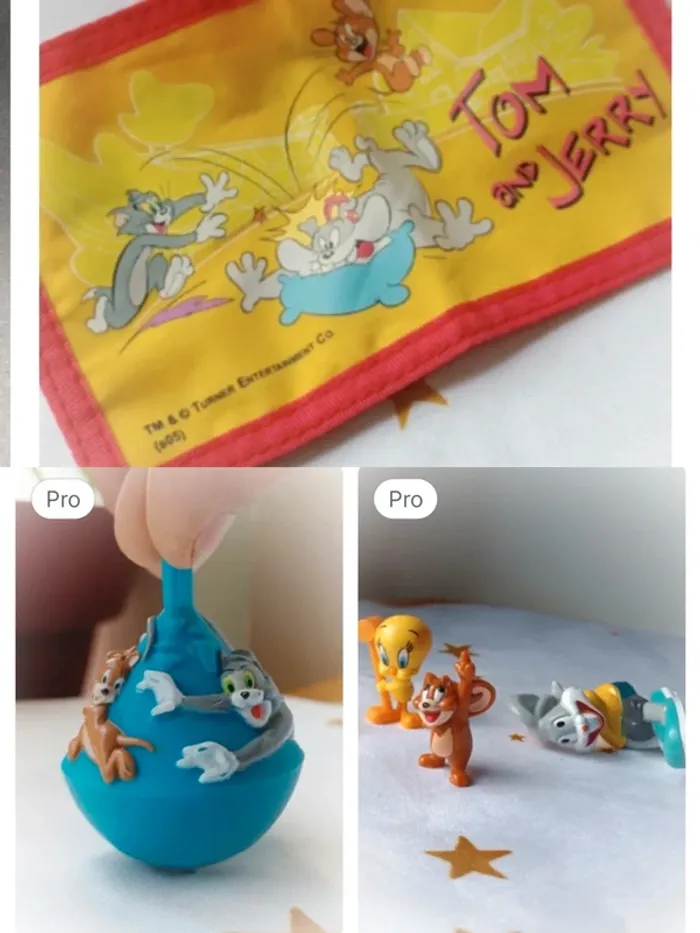Lot Warner Tom Jerry mouse cat porte monnaie toupie figurine figura rétro toy vintage