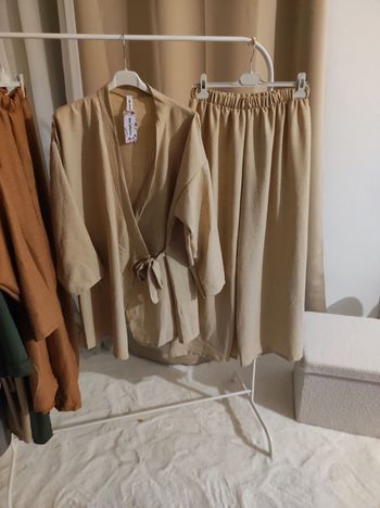 Ensemble kimono effet lin