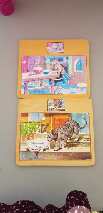Lot de 2 puzzles vintage en bois