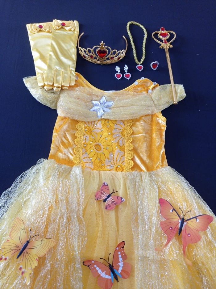 Déguisement robe princesse jaune papillon 6ans - photo numéro 3