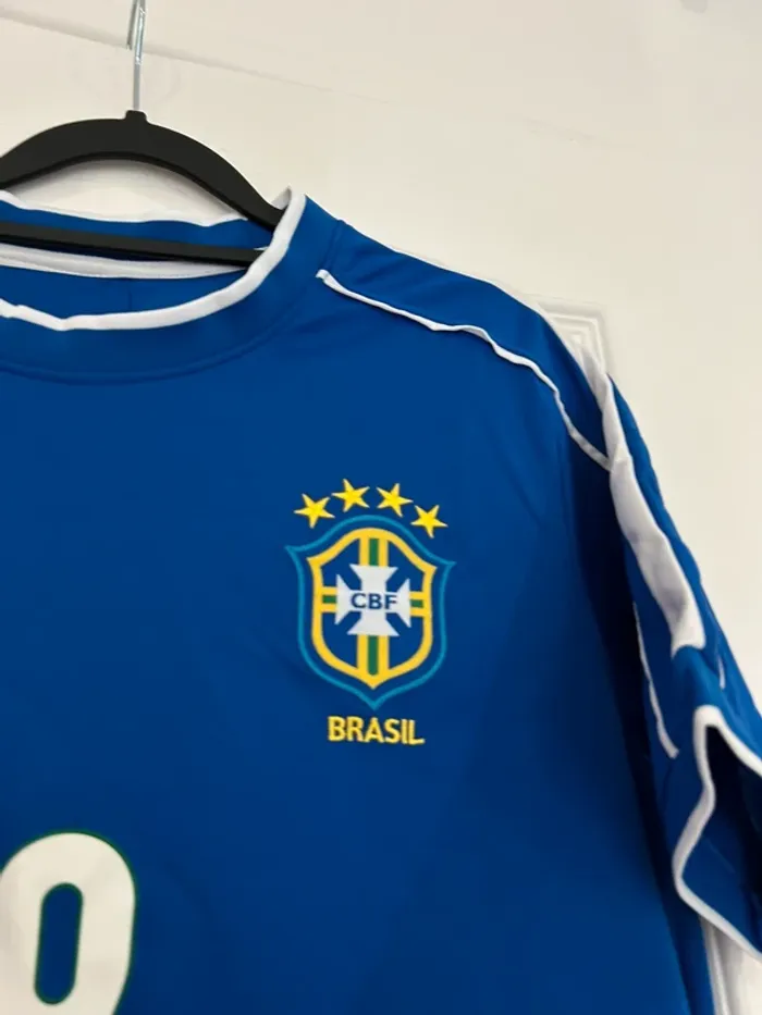 Maillot Football Brésil Retro 1998 Vintage Bleu Taille M - photo numéro 4