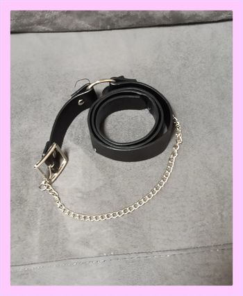 Ceinture noire style Rock/Goth avec anneau et chaîne