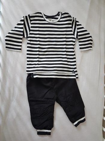 Ensemble jogging et haut rayé noir et blanc