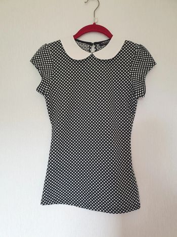 T shirt noir a pois blancs Morgan XS
