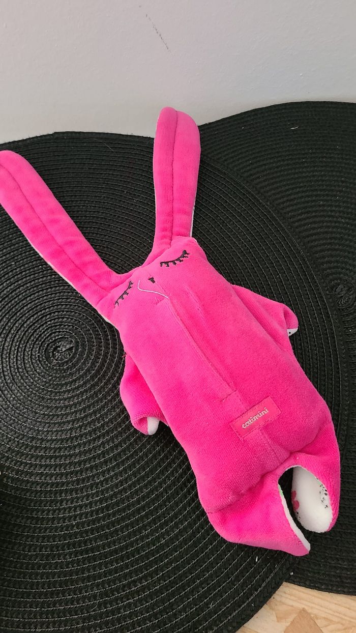 DOUDOU LAPIN CATIMINI FLORAL FLEURS PELUCHE DOUBLE FACE non utilisé - photo numéro 3