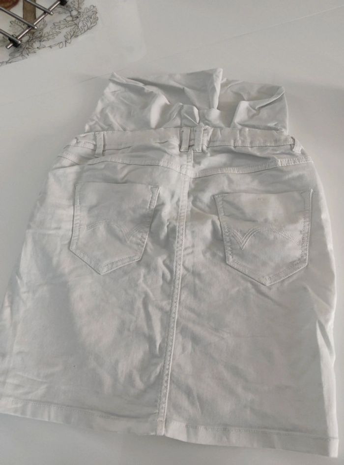 Jupe jean grossesse 38 blanche - photo numéro 3