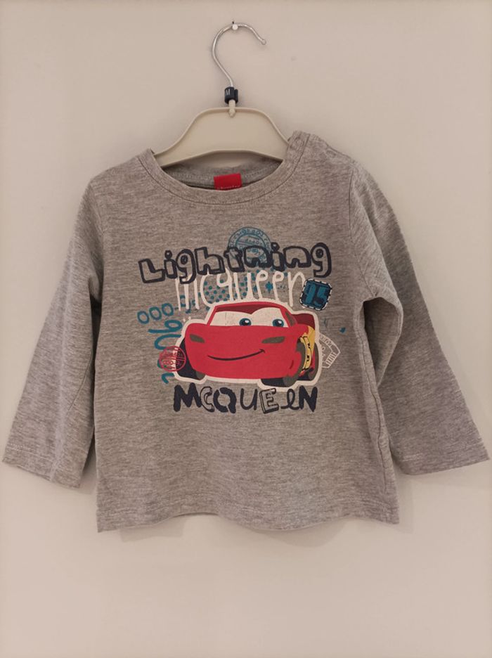 t-shirt manches longues disney pixar cars gris 12mois