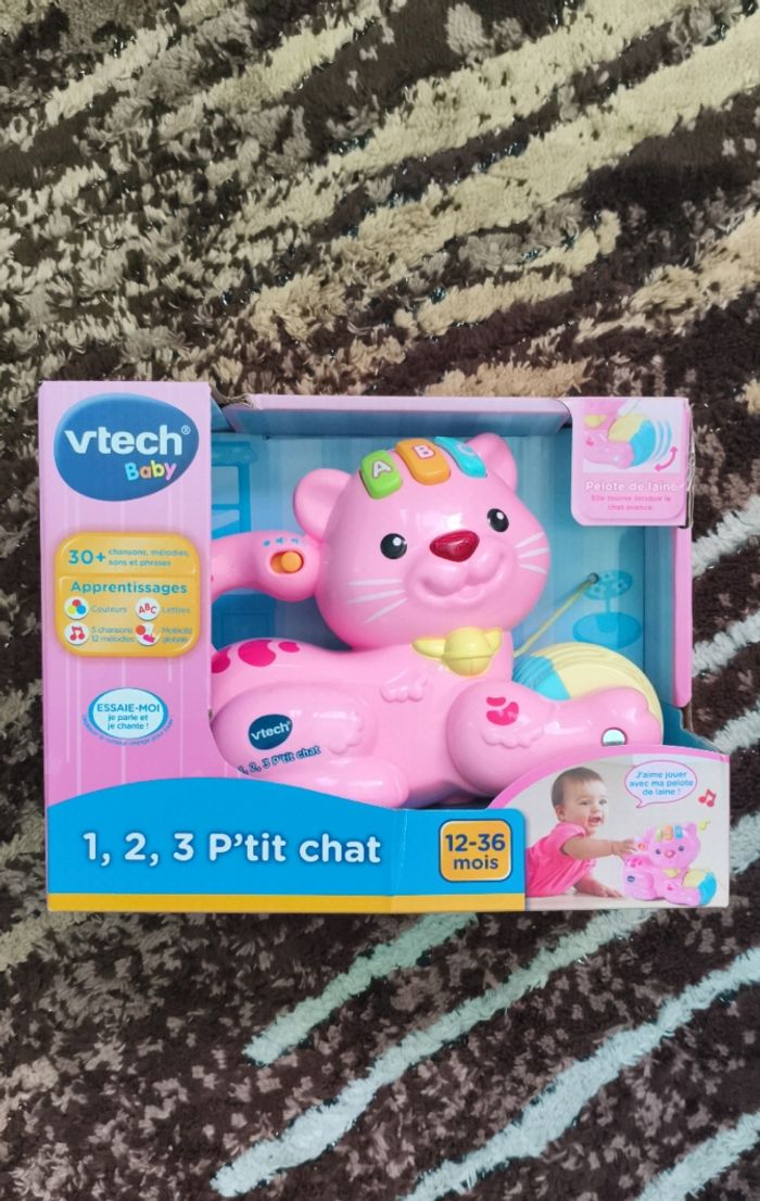 VTech - 1,2,3 P'tit Chat Rose, Jouet à Tirer, Chaton
