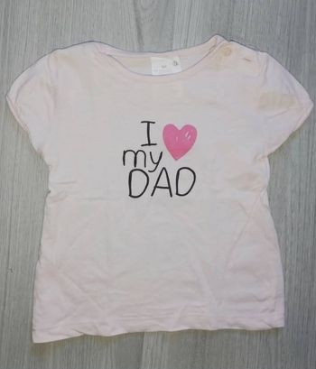T-shirt Rose Pâle "I love my DAD" - Manches Courtes - 6 mois