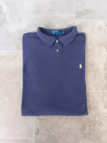 Polo Ralph Lauren homme taille XL violet logo jaune pima coton comme neuf