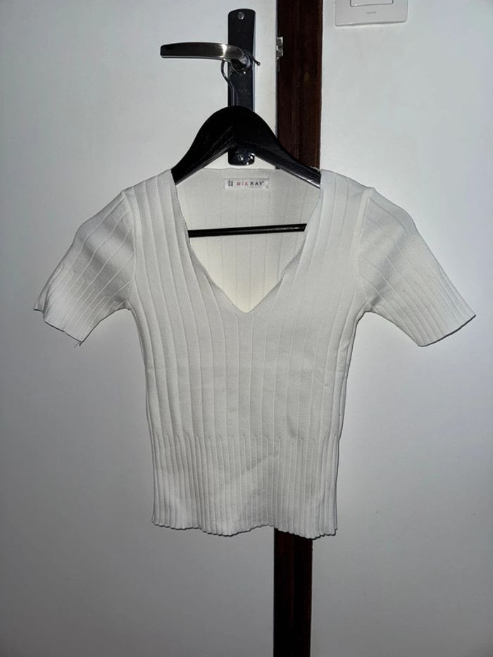 Pull manches courtes blanc