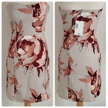 Robe bustier grise fleurie Mosquito taille 38 neuve avec étiquette