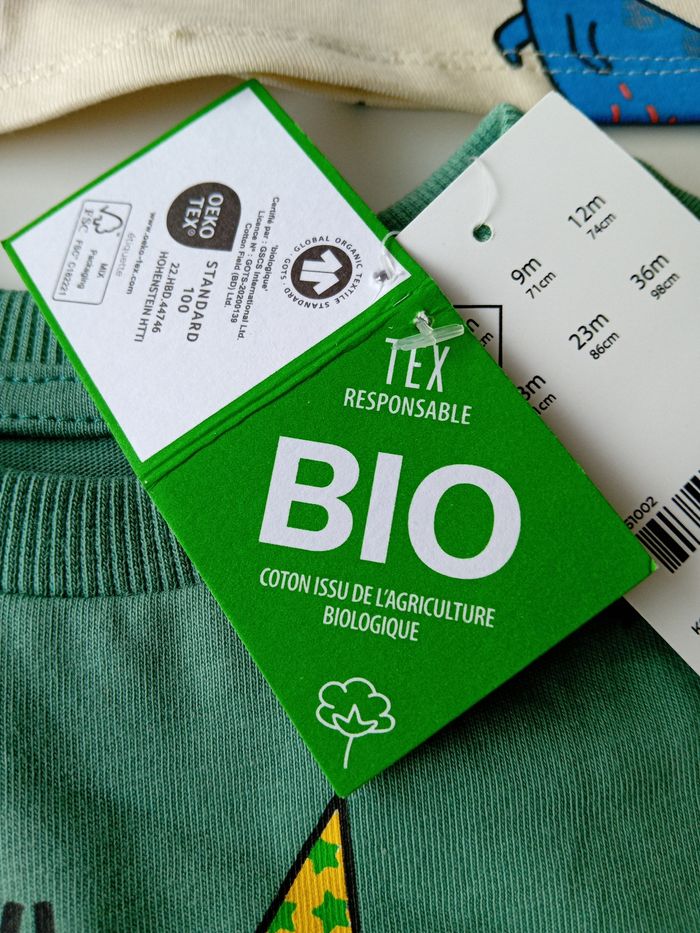 Lot dex2 t-shirts 6 mois coton bio - photo numéro 4