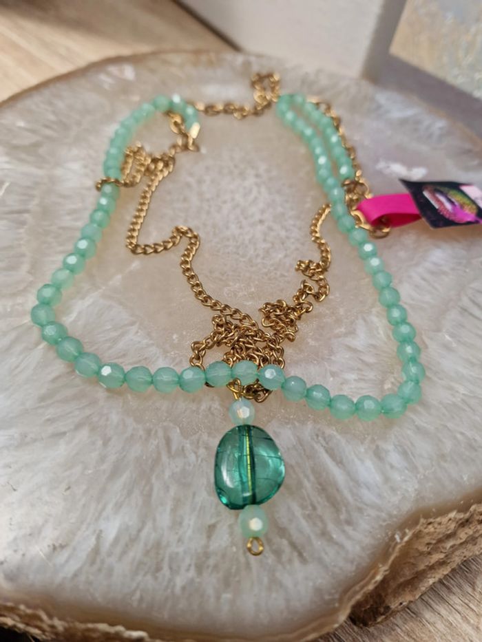 Collier Sautoir Doré Vert - photo numéro 11