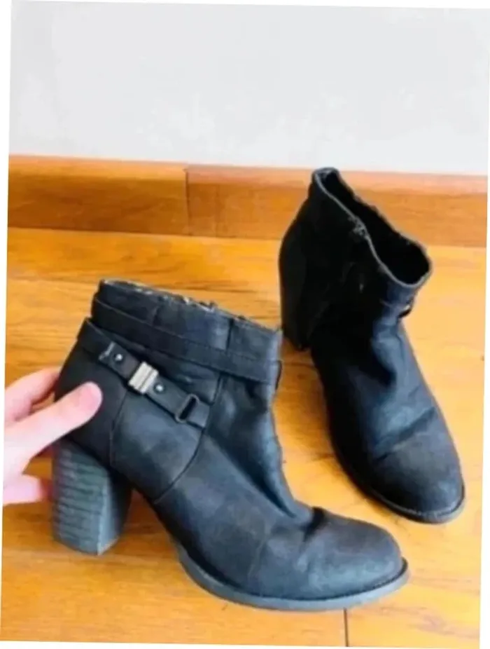 Sublime bottines chaussure à talon taille 40 neuf noir en cuir à bout rond new look shoes - photo numéro 2