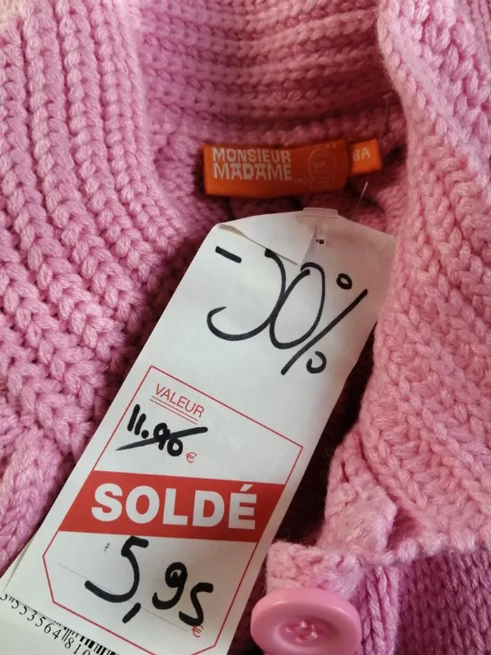 Gilet sans manches rose avec col montant boutons et poches / monsieur madame / (8ans) - photo numéro 6