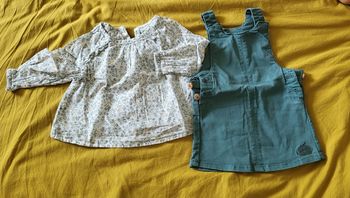 Ensemble blouse et salopette robe