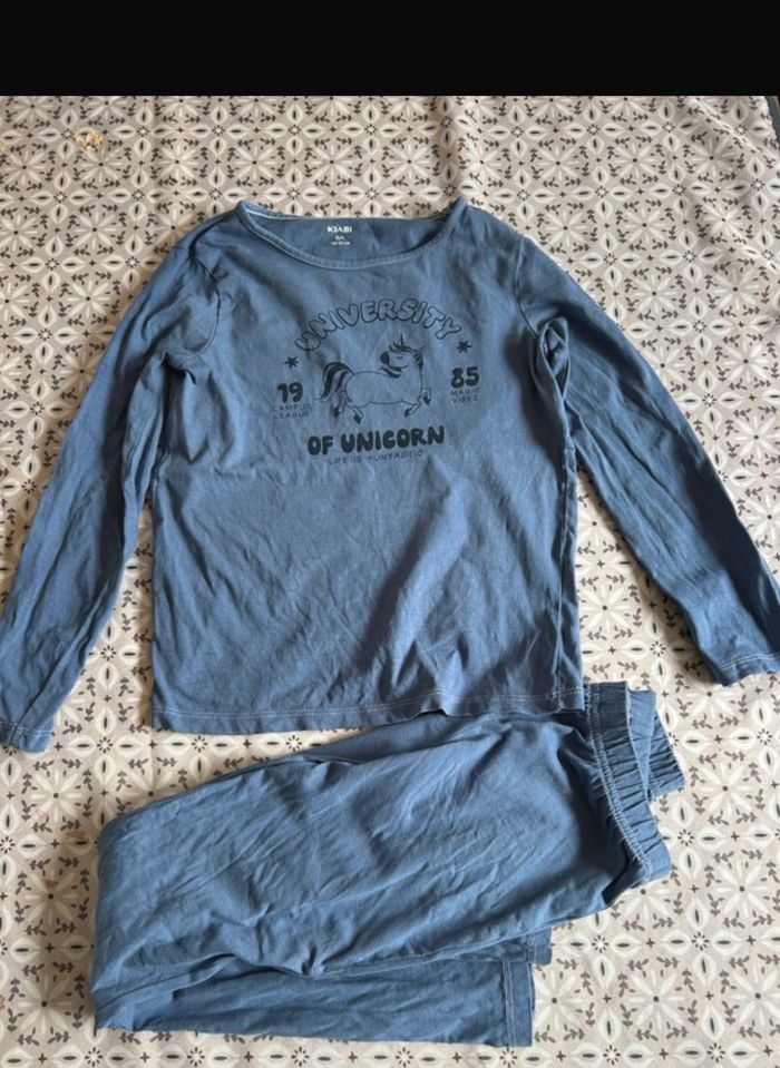 Pyjama 2 pièces bleu licorne 8 ans