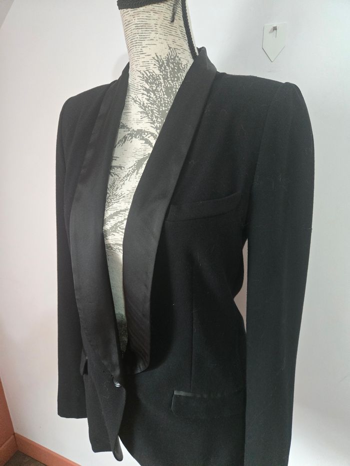 Blazer noir Bel Air – Col satiné smoking chic et intemporel - photo numéro 4