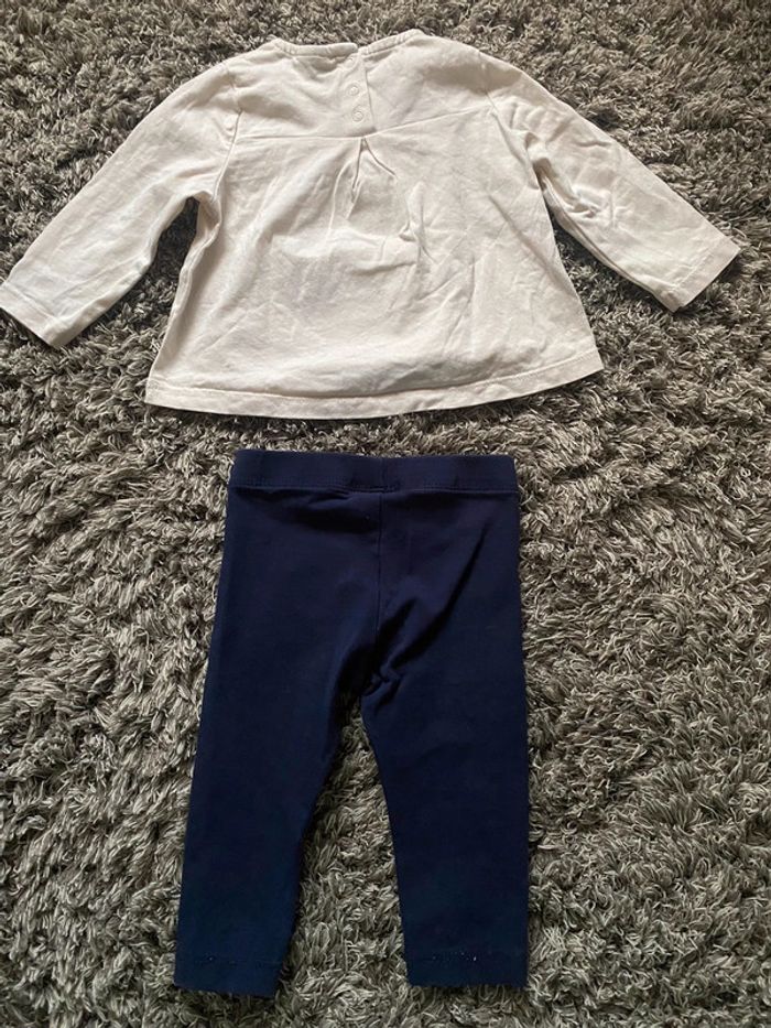 Ensemble t-shirt manches longues, legging marine 6mois - photo numéro 3