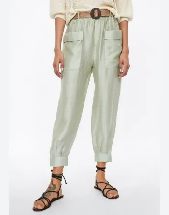Pantalon d’été léger Zara sauge