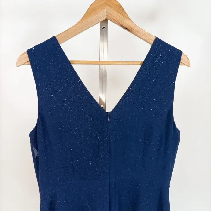 Robe bleu nuit Camaïeu taille 38 coupe fluide avec paillettes, décolleté V dos et devant A1232 - photo numéro 7