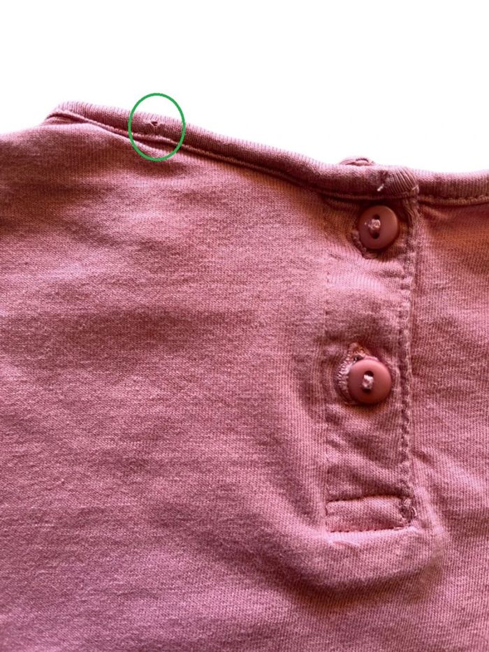 T-shirt manches longues vieux rose (chat) - Zara Babygirl 74cm - photo numéro 3