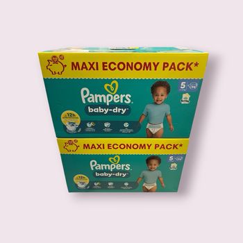 Lot de 2 Maxi Pack de 94 (donc 188) couches Pampers Baby-Dry [taille 5 : 11 à 16 kg]