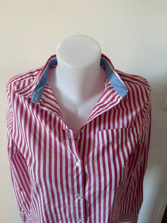 Chemise rose à rayures en très bon état taille 36 springfield - photo numéro 3