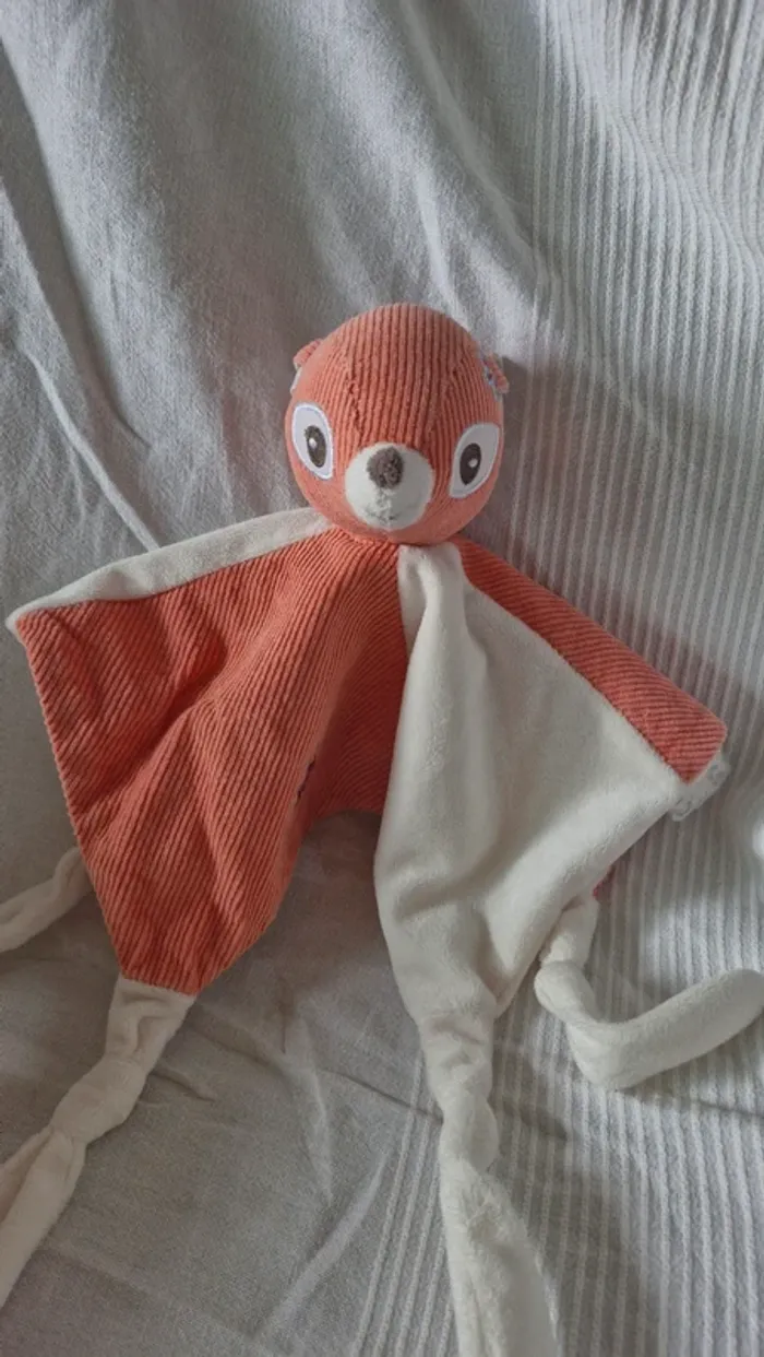 Doudou plat Faon /biche carré blanc - photo numéro 4