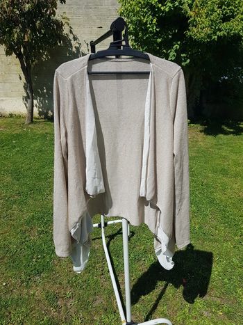 Gilet asymétrique Beige pailleté or