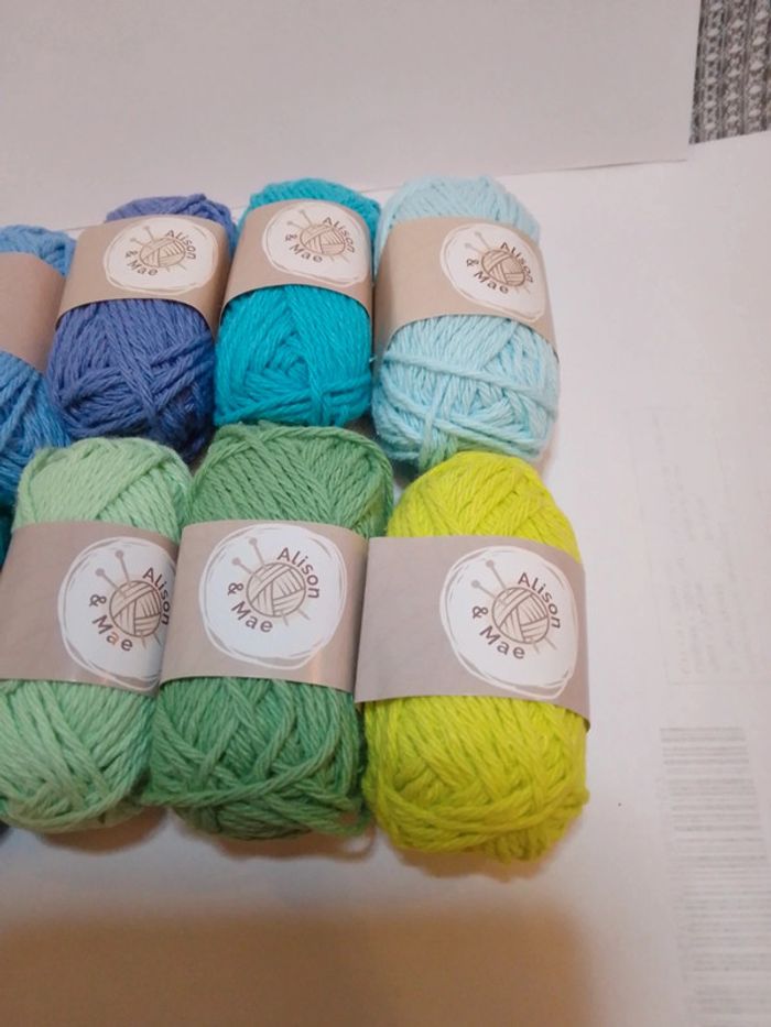 Fil de coton vert bleu x8 - photo numéro 3
