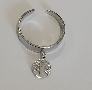 bague pampille arbre de vie acier inoxydable