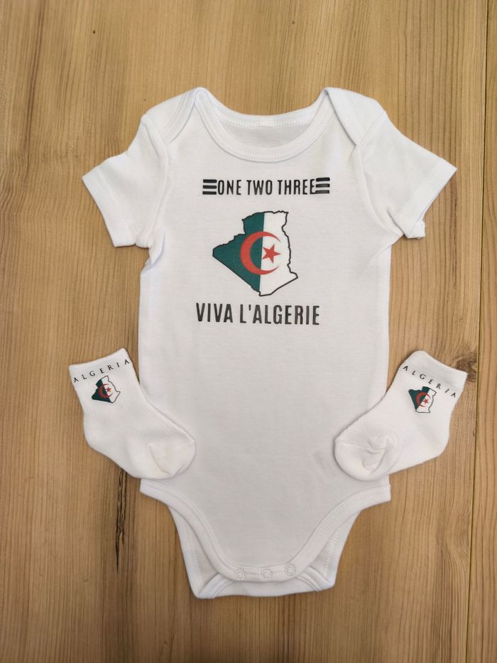 Ensemble cadeau bébé dz drapeau Algérie 123 viva l'Algérie - photo numéro 2