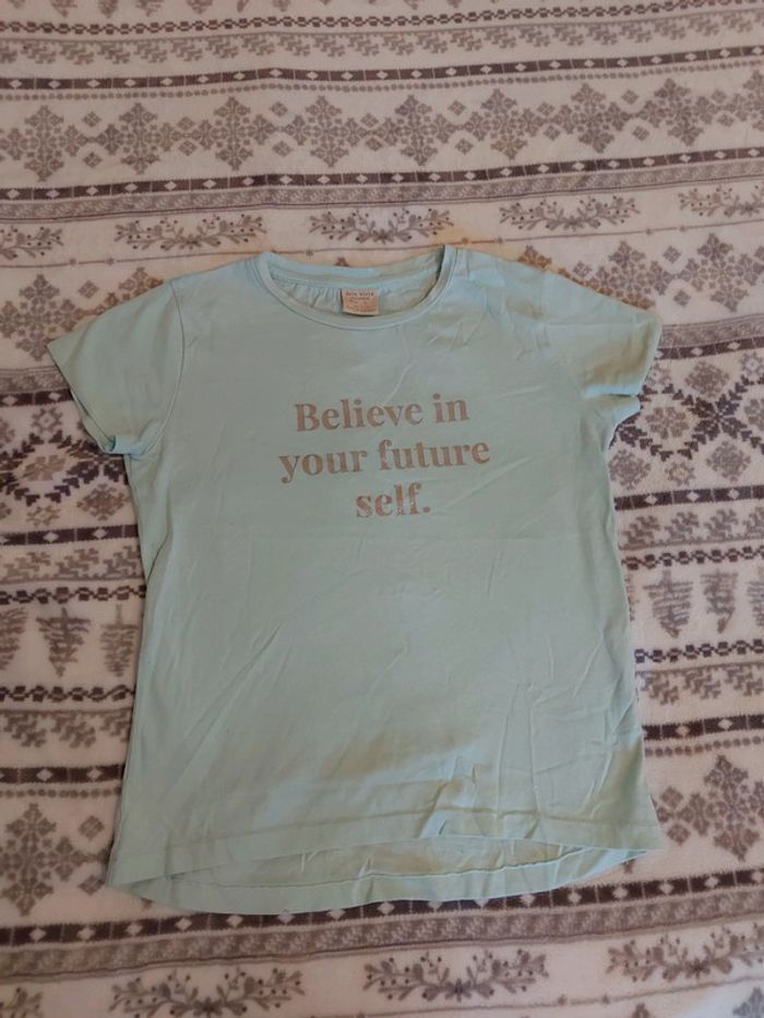 Tee shirt zara girls vert pâle 9 ans