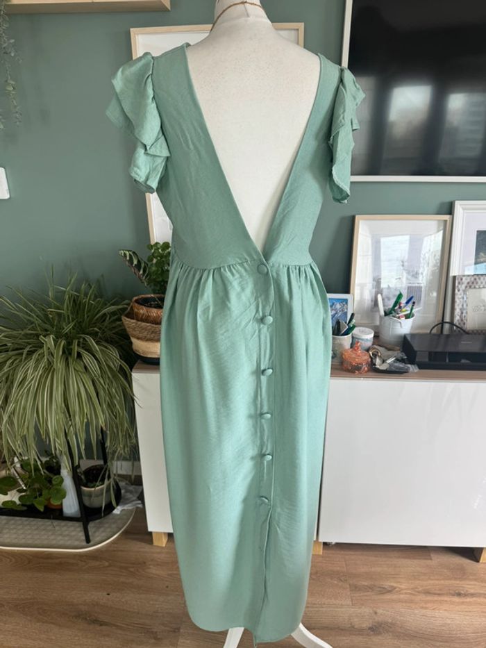 Magnifique longue robe d’été en viscose taille L-XL fluide vert menthe - photo numéro 3