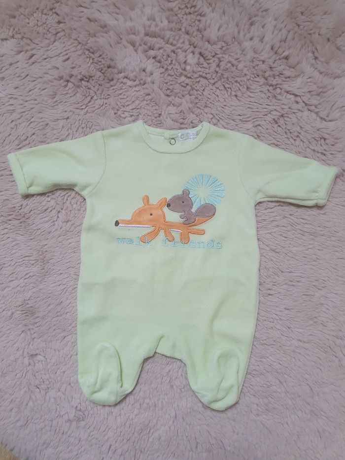 Pyjama velours imprimé renard forêt 1 mois 54 cm