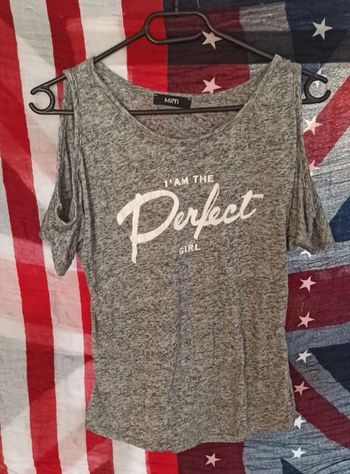 Tee shirt chiné gris épaules dénudées - MIM