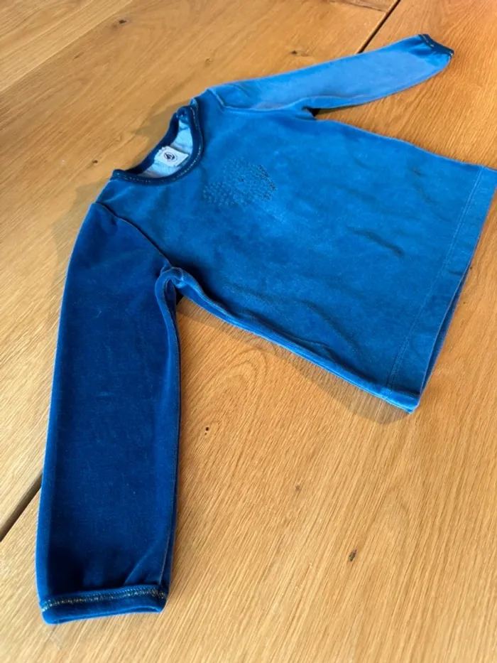 Pyjama 2 pièces en velours bleu marine et doré - Taille 3 Ans - photo numéro 7