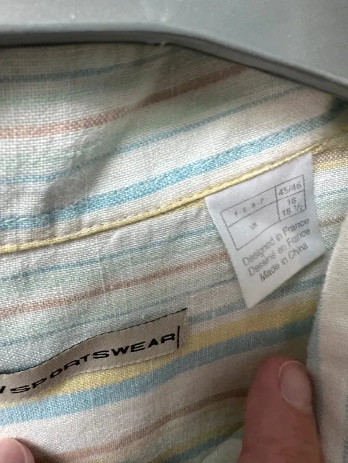 Chemise à rayures légère été blanc, bleu jaune - photo numéro 5