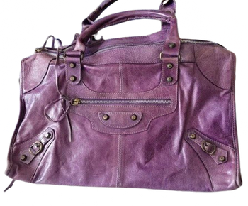city bag en cuir violet Vera Pelle