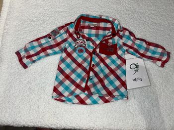 Chemise bébé bleu et rouge