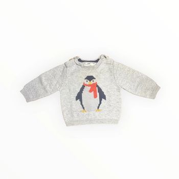 Pull pingouin gris Cyrillus 9 mois TBE (13€)