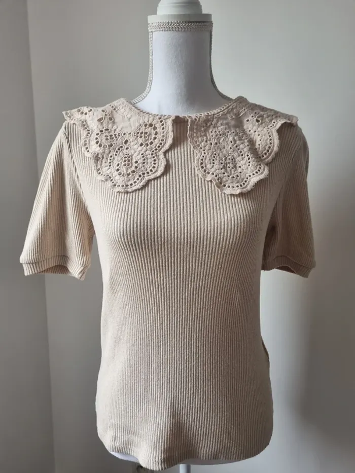 Haut col dentelle Kiabi