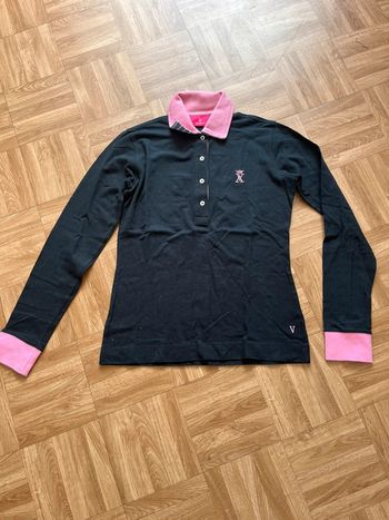 Polo à manches longues noir et rose Vicomte Arthur (NEUF)