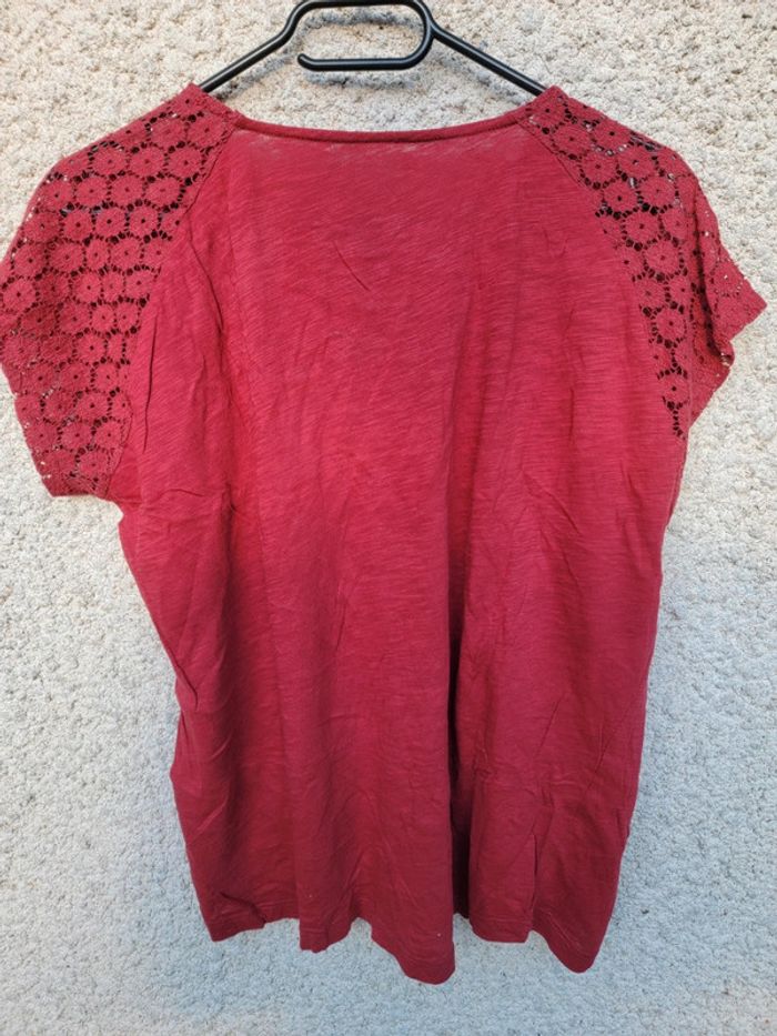 T-shirt tunique avec dentelle rouge old money chic tendance élégant - photo numéro 2