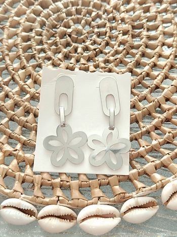 Boucle d'oreille-Fleur Argenté